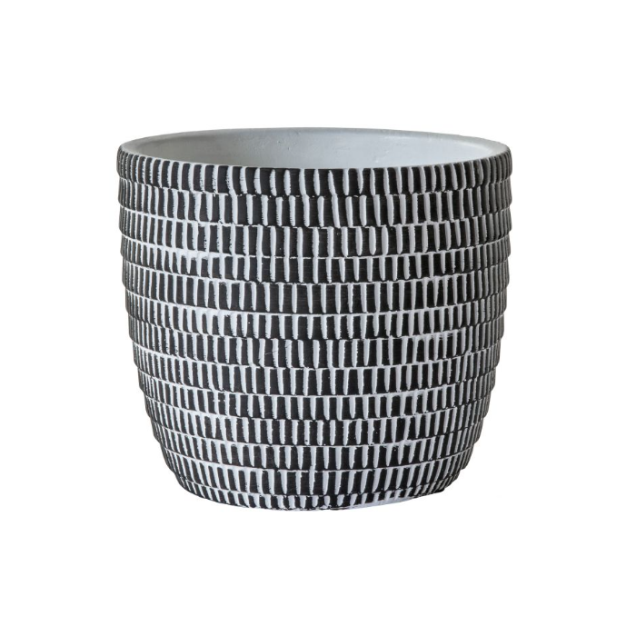 Ayr Pot Black and White Large