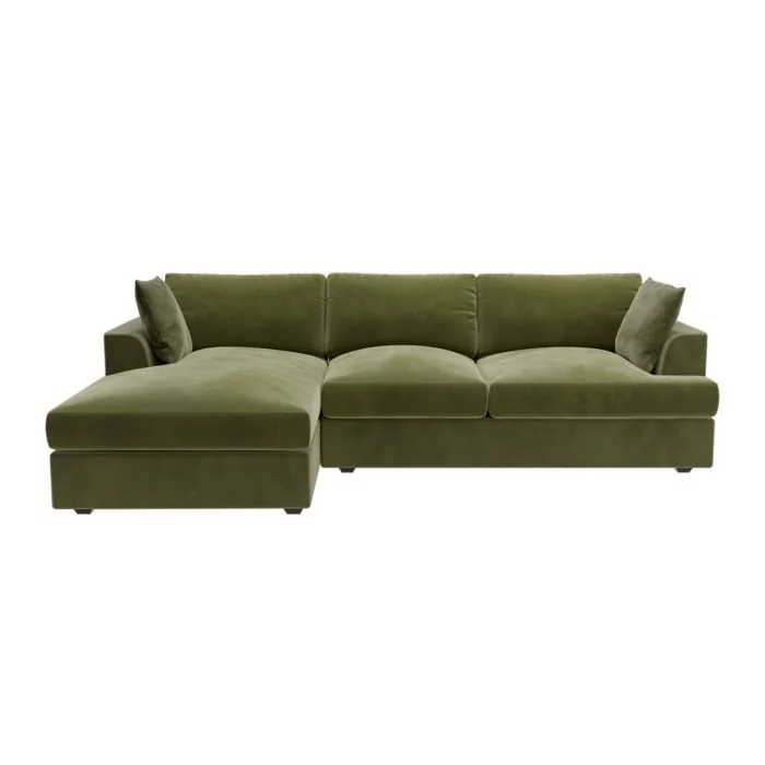 Olive Green 3 Seater L Shaped Sofa - Left Hand Facing - August