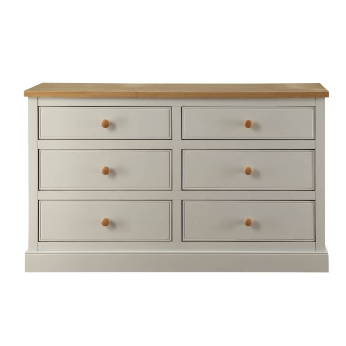 St. Ives 6 Drawer Wide Storage Chest - Dove Grey