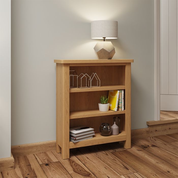 Herman Small Wide Bookcase - Rustic Oak