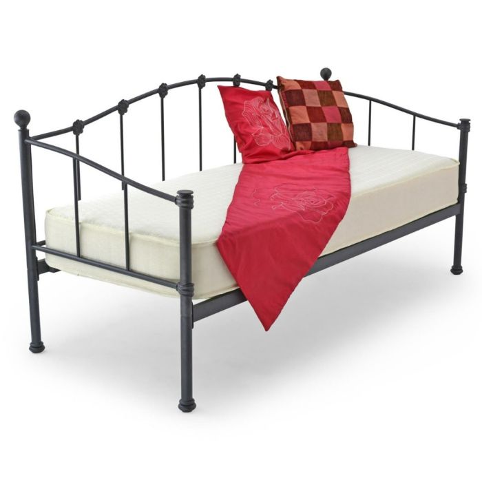Paris Metal Day Bed Frame - 2ft6 Small Single - Black