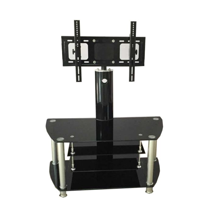 Crown Glass TV Stand with Bracket - Black 