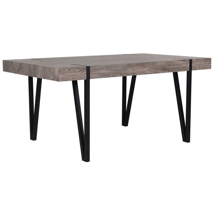 Dining Table Dark Wood Top Black Metal Hairpin Legs 180 x 90 cm Rectangular Industrial Style 