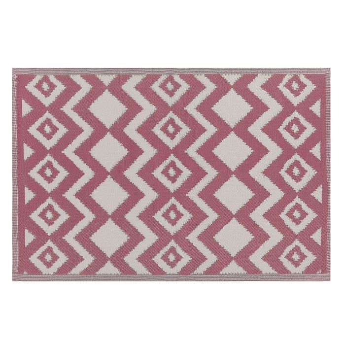 Area Rug Pink Synthetic Material 180 x 270 cm Indoor Outdoor Geometric Zigzag Pattern Modern Balcony Patio 