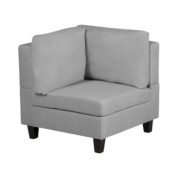 1-Seat Corner Section Light Grey Fabric Upholstered Armchair Module Piece 