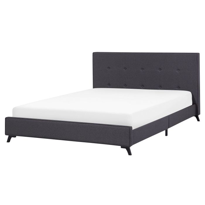 Double Bed Frame Grey 160 x 200 cm King Size Upholstered 