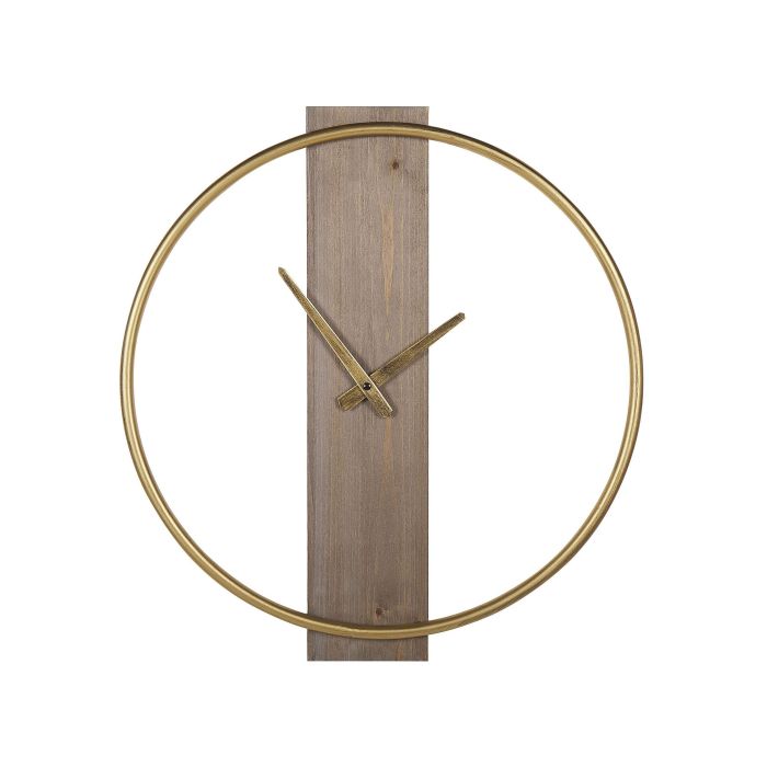 Wall Clock Gold Round 47cm Solid Wood Handmade Face Glam Rustic Minimalist