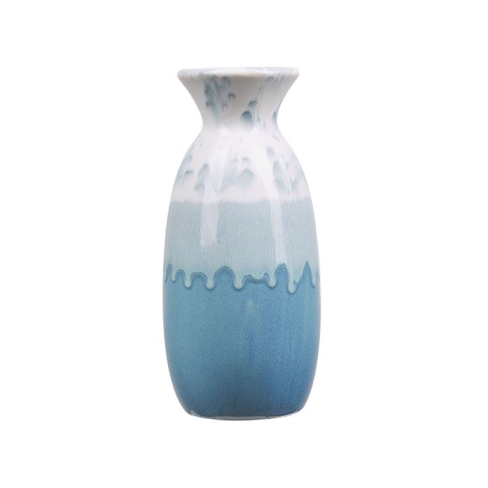 Flower Vase White and Blue Ceramic 25 cm Waterproof Decorative Home Accessory Tabletop Decor 