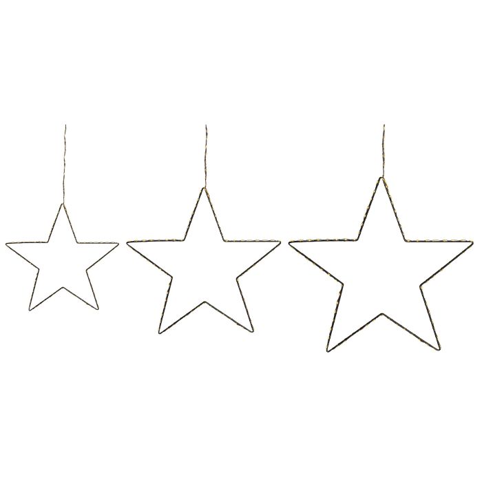 Set of 3 Decorations Silver Metal Frame LED Fairy Lights Star-Shaped Wall Hanging  