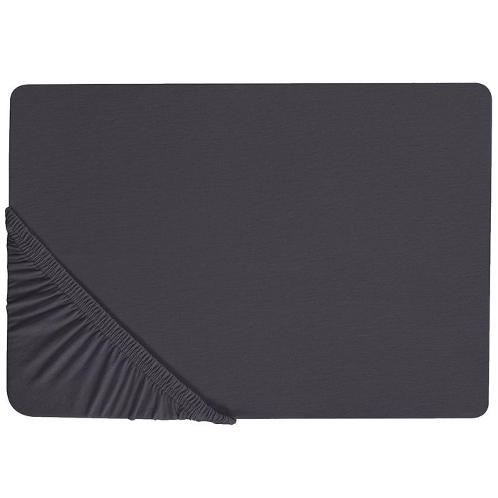 Fitted Sheet Black Cotton 140 x 200 cm Solid Pattern Classic Elastic Edging Bedroom 