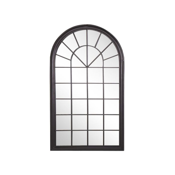 Wall Mirror Black Metal Frame 77 x 130 cm Vintage Arched Window Wall Decor 