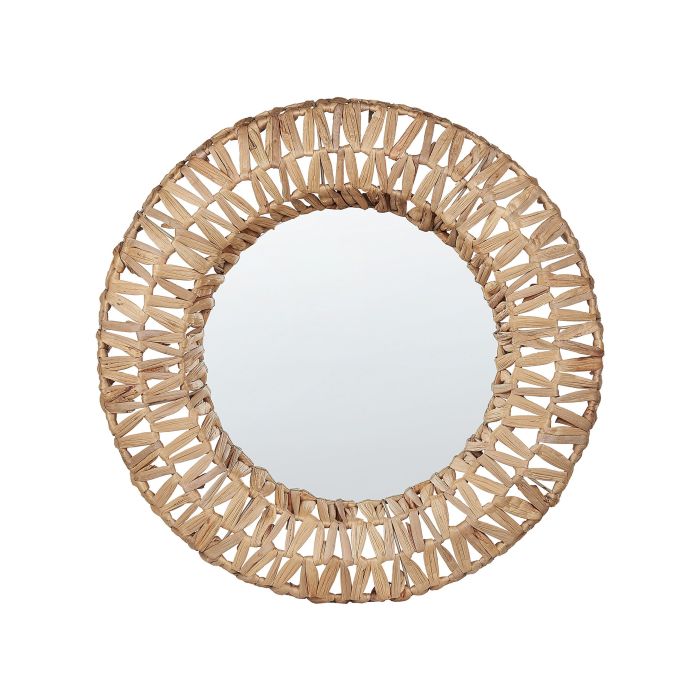 Wall Mounted Hanging Mirror Natural Round 58 cm Decorative Accent Piece Boho Style 