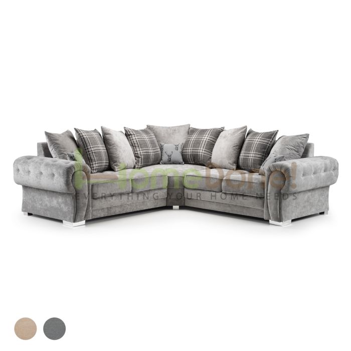 Varinda Fabric Large Grey Corner Sofa