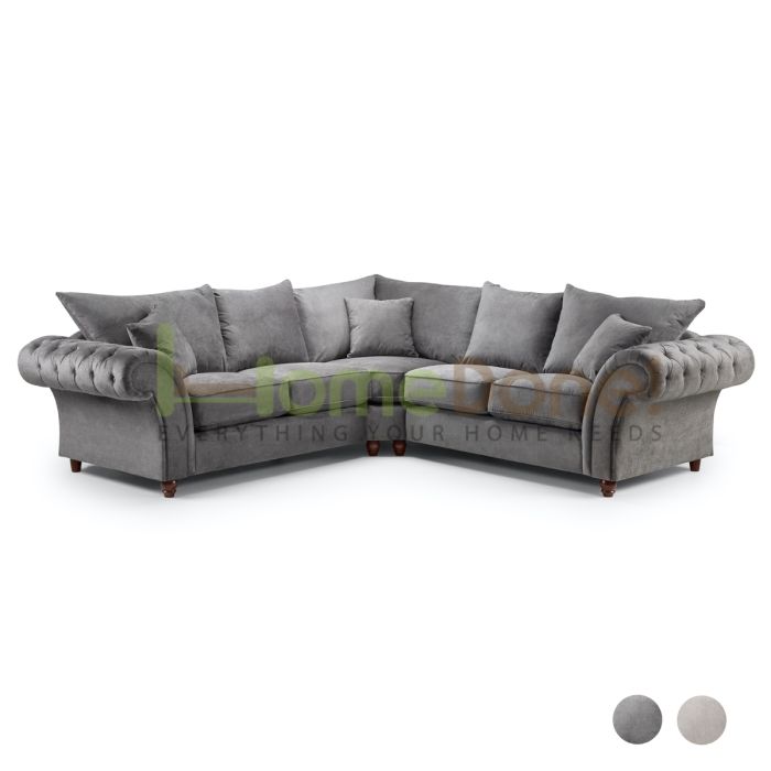 Windor Scatterback Fabric Large Corner Sofa - Charcoal Grey