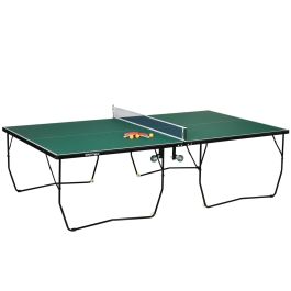 SPORTNOW 9FT Outdoor Folding Table, Tennis Table, with 8 Wheels