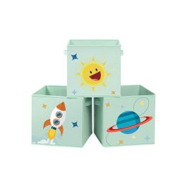 Set of 3 Green Storage Boxes with Handles