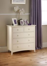 CAMDEN Cream Chest of Drawers - Medium-sized, 5 Drawers