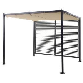 Retractable Metal Frame Outdoor Garden Pergola - Beige