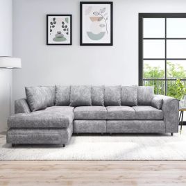 LORVANI Fabric Large 5 Seater L Shaped Scatterback Corner Sofa - Light Grey, Left Hand Facing