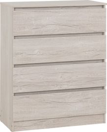 MALDEN Natural Finish Chest of Drawers - Medium-sized, 4 Drawers