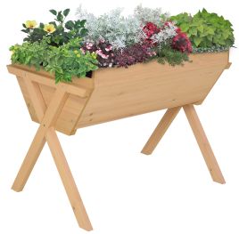 Wooden Planter Raised Bed Container Garden Plant Stand Vegetable Flower Box with Liner 100 L x 70 W x 80 H cm