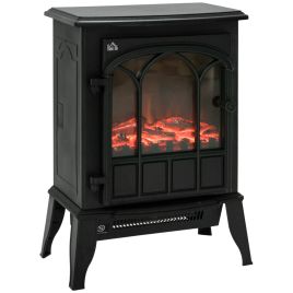 Freestanding Electric Fireplace Heater, 1000W/2000W-Black 