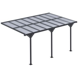 Outdoor Patio Wall-mounted 4.35 x 3M Gazebo Pergola, Aluminum Post, PC Roof