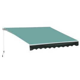 Garden Patio Manual Retractable Awning Canopy Sun Shade Shelter, 3x2.5 m-Dark Green
