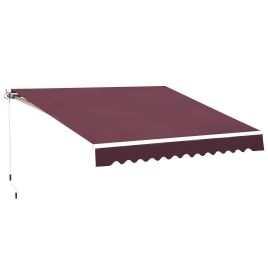 Garden Patio Manual Retractable Awning Canopy Sun Shade Shelter, 3x2.5 m-Red