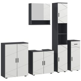 Kleankin 5-Piece Grey Bathroom Furniture Set - Grey