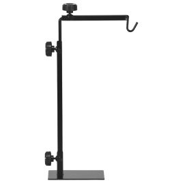 Shelley Adjustable Height and Length Reptile Large Lamp Stand Holder with Hook - Black