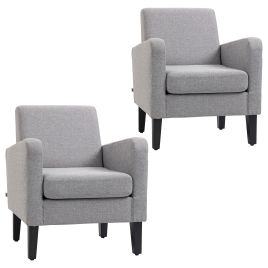 Scott 2 Pieces Modern Armchairs with Rubber Wood Legs - Light Grey