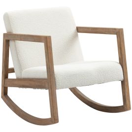 Rocking Chair - Rocking Chair with Upholstered Cushion and Wood Base Cream 60cm
