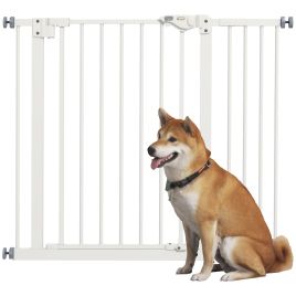 Metal 74-94cm Wide Adjustable Dog Gate White