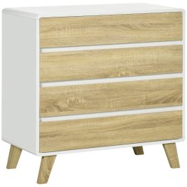 ZUNATO White Chest of Drawers - Medium-sized, 4 Drawers, Oak Effect