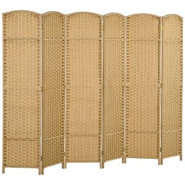 HERON 6 Panel Folding Room Divider, Freestanding Privacy Screen for Living Room, Bedroom and Office, 240 x 170cm, Natural