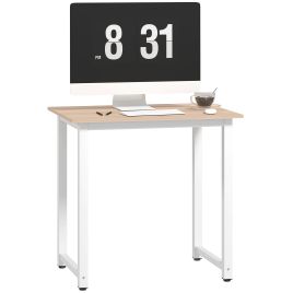 HERON Computer Desk, Writing Table, 80 x 60 x 76cm Workstation for Home Office, Study with Metal Frame, Simple Assembly, White