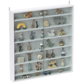 HERON Six Shelf Display Cabinet, with Glass Doors - White