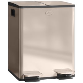 HERON 40L Dual Compartment Stainless Steel Bin, with Deodoriser Holders - Gold Tone