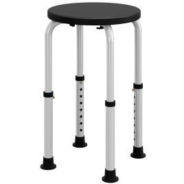 Shower Stool - Height Adjustable Aluminium Shower Stool with Non-Slip Feet for Disabled Black 32.2cm