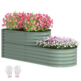 SUNVISTA Two-Tier Galvanised Steel Garden Planter - Light Green