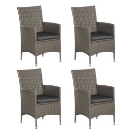 4PC Rattan Chair Patio Sofa Chairs Set Cushioned Outdoor Rattan Furniture