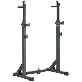 SPORTNOW Heavy Duty Barbell Squat Rack with Dip Station, Adjustable and Multifunctional Weight Power Stand for Home Gym