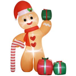 Christmas Gift - 8ft Inflatable Gingerbread Christmas Decoration Orange 170cm