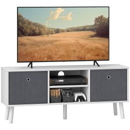 TV Cabinet Stand Unit for TVs up to 50'' Flat Screen with Foldable Drawers and Shelves, Entertainment Center for Living Room, Bedroom