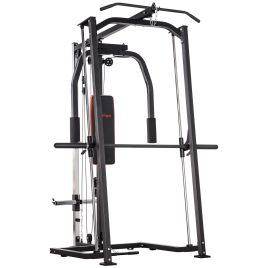 SPORTEDGE 3 In 1 Smith Machine with Dual Cable Pulley System, Chest Press Station, 17-Level Squat Rack and Barbell Bar