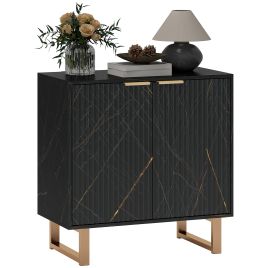 HERON Elegant Storage Sideboard - Black/Gold-Tone