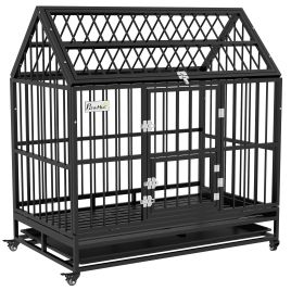 Heavy Duty Dog Crate with Wheels and Removable Tray - 48 Inch