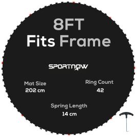 SPORTNOW Replacement Trampoline Mat with Spring Pull Tool and 42 V-Hooks, Fits 8ft Trampoline Using 14cm Springs