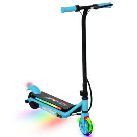 AIVAGO Kids Electric Scooter Ages 6-14 with Dual Brakes, Light-Up Wheels, 12KM/H Speed, Blue
